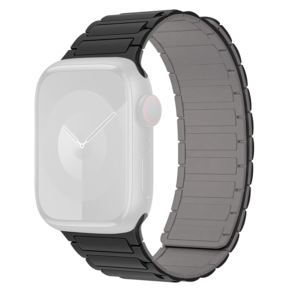 For Apple Watch Ultra 2 Ultra 49mm  /  9 8 7 45mm  /  SE (2023) SE (2022) SE 6 5 4 44mm  /  3 2 1 42mm 3 Beads Watch Strap - Black+Orange