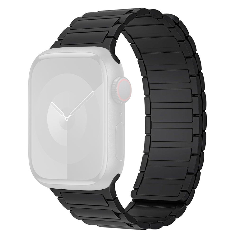 For Apple Watch Ultra 2 Ultra 49mm  /  9 8 7 45mm  /  SE (2023) SE (2022) SE 6 5 4 44mm  /  3 2 1 42mm 3 Beads Watch Strap - Black+Orange