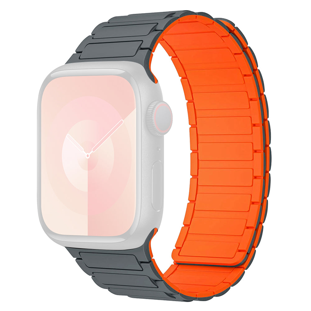For Apple Watch Ultra 2 Ultra 49mm  /  9 8 7 45mm  /  SE (2023) SE (2022) SE 6 5 4 44mm  /  3 2 1 42mm 3 Beads Watch Strap - Black+Orange
