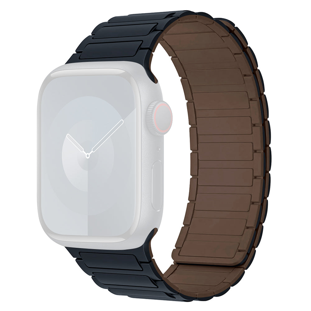 For Apple Watch Ultra 2 Ultra 49mm  /  9 8 7 45mm  /  SE (2023) SE (2022) SE 6 5 4 44mm  /  3 2 1 42mm 3 Beads Watch Strap - Black+Orange