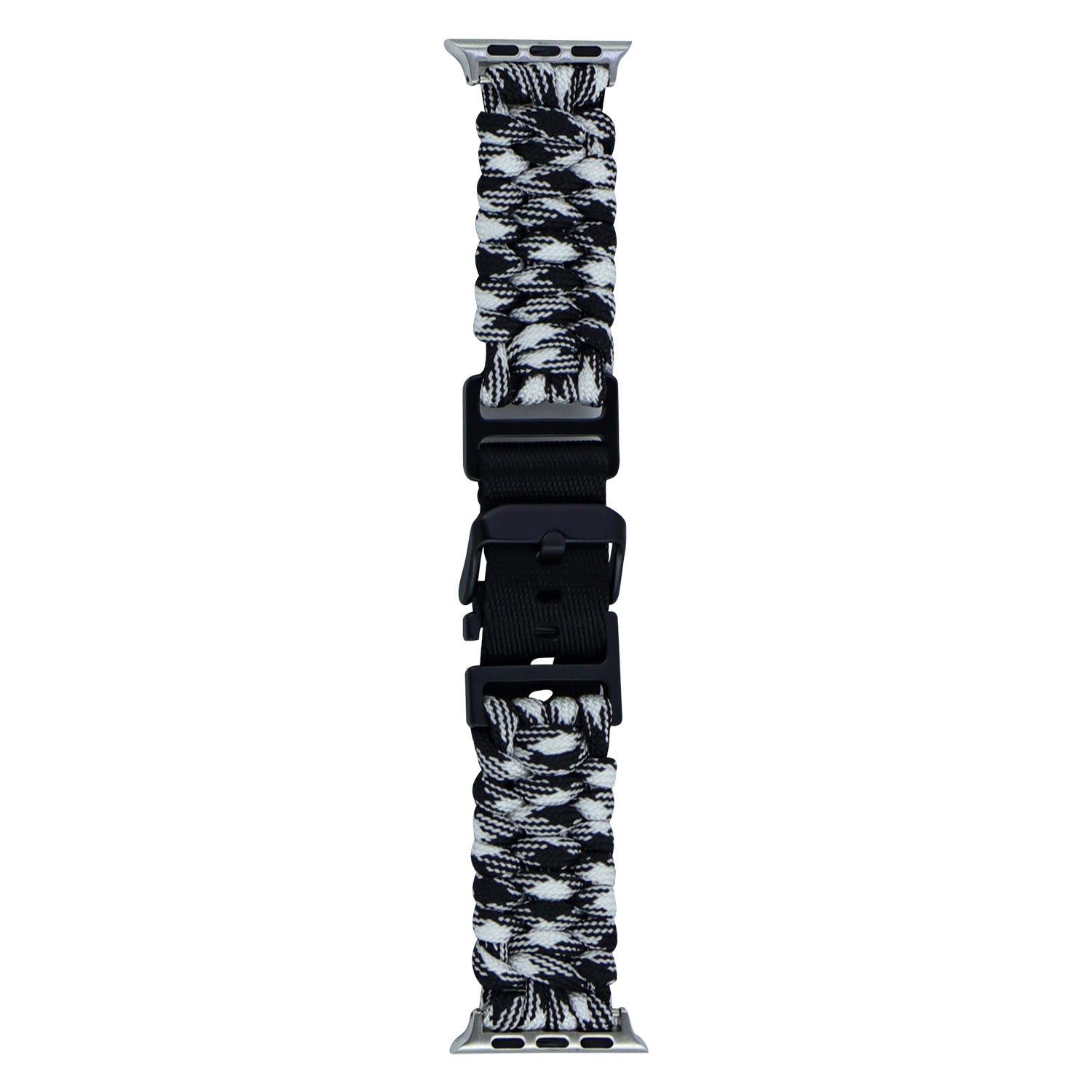 For Apple Watch Ultra 2 Ultra 49mm / Series 9 8 7 45mm / 6 5 4 SE (2023) SE (2022) SE 44mm / 3 2 1 42mm Camo Braided Watch Strap - Black+White