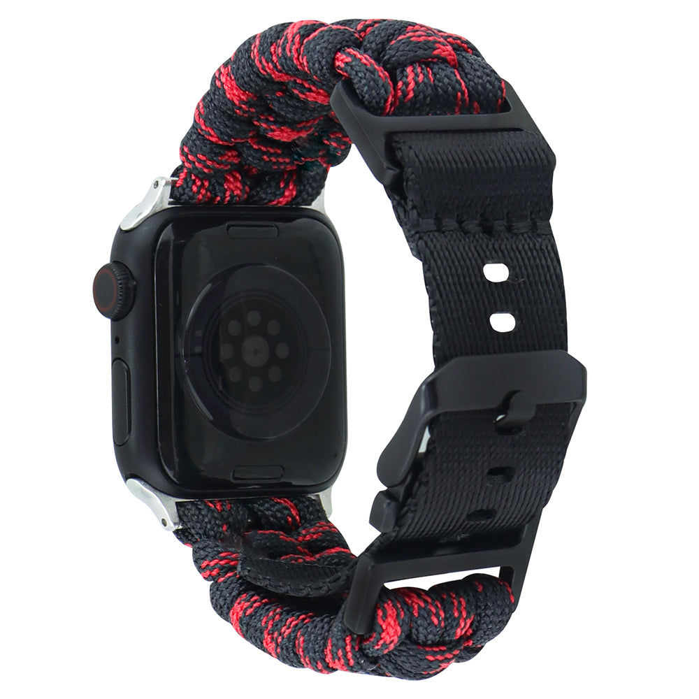 For Apple Watch Ultra 2 Ultra 49mm / Series 9 8 7 45mm / 6 5 4 SE (2023) SE (2022) SE 44mm / 3 2 1 42mm Camo Braided Watch Strap - Black+White