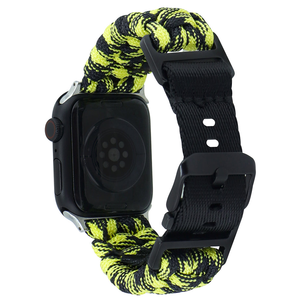 For Apple Watch Ultra 2 Ultra 49mm / Series 9 8 7 45mm / 6 5 4 SE (2023) SE (2022) SE 44mm / 3 2 1 42mm Camo Braided Watch Strap - Black+White