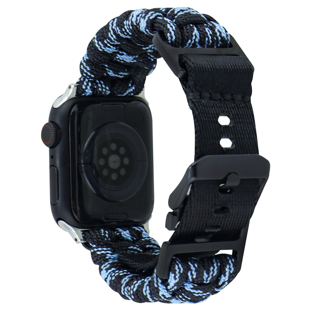For Apple Watch Ultra 2 Ultra 49mm / Series 9 8 7 45mm / 6 5 4 SE (2023) SE (2022) SE 44mm / 3 2 1 42mm Camo Braided Watch Strap - Black+White