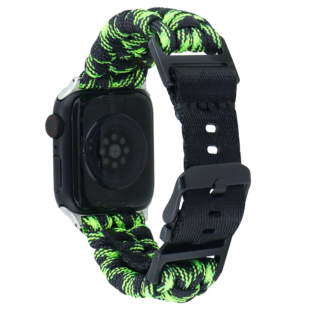 For Apple Watch Ultra 2 Ultra 49mm / Series 9 8 7 45mm / 6 5 4 SE (2023) SE (2022) SE 44mm / 3 2 1 42mm Camo Braided Watch Strap - Black+White