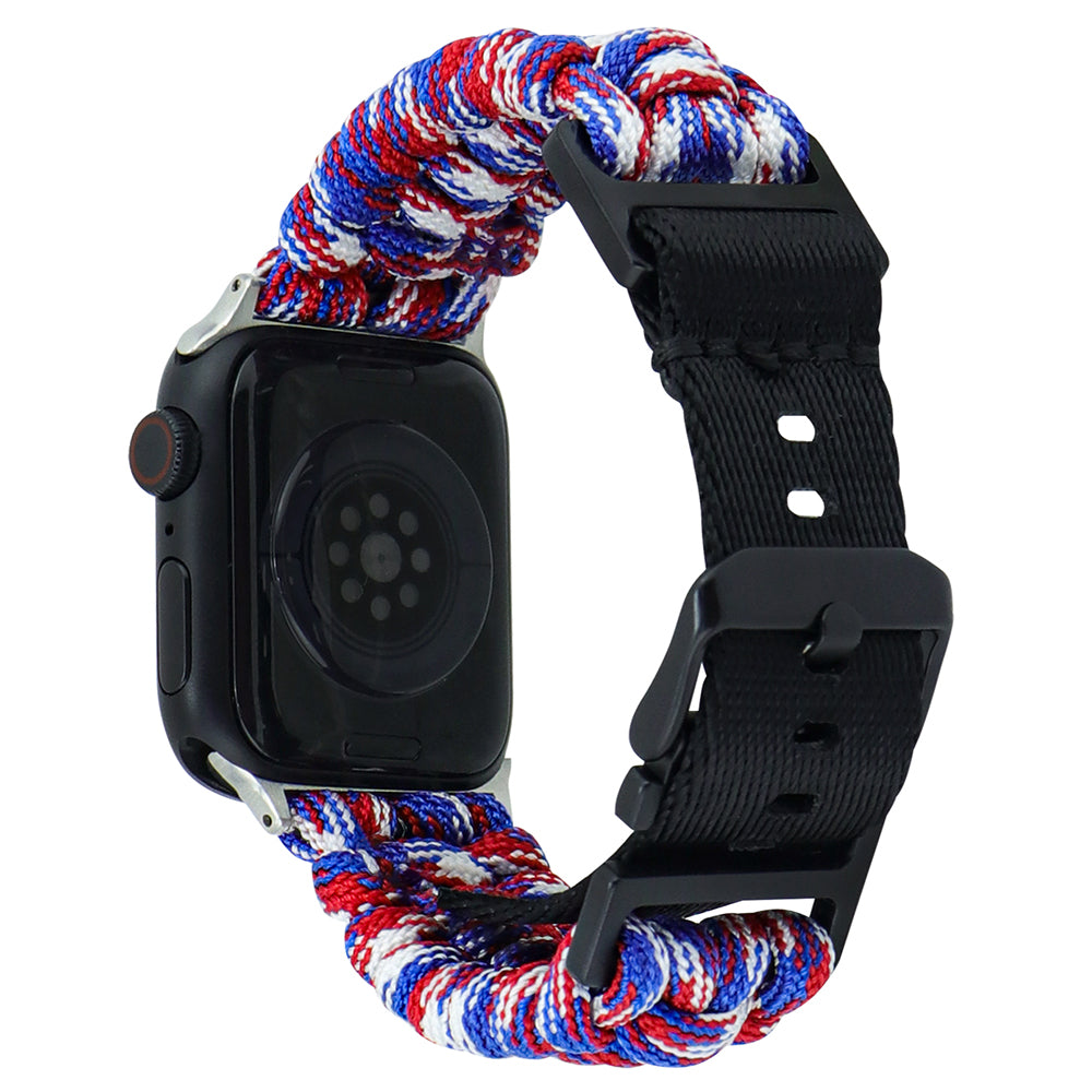 For Apple Watch Ultra 2 Ultra 49mm / Series 9 8 7 45mm / 6 5 4 SE (2023) SE (2022) SE 44mm / 3 2 1 42mm Camo Braided Watch Strap - Black+White