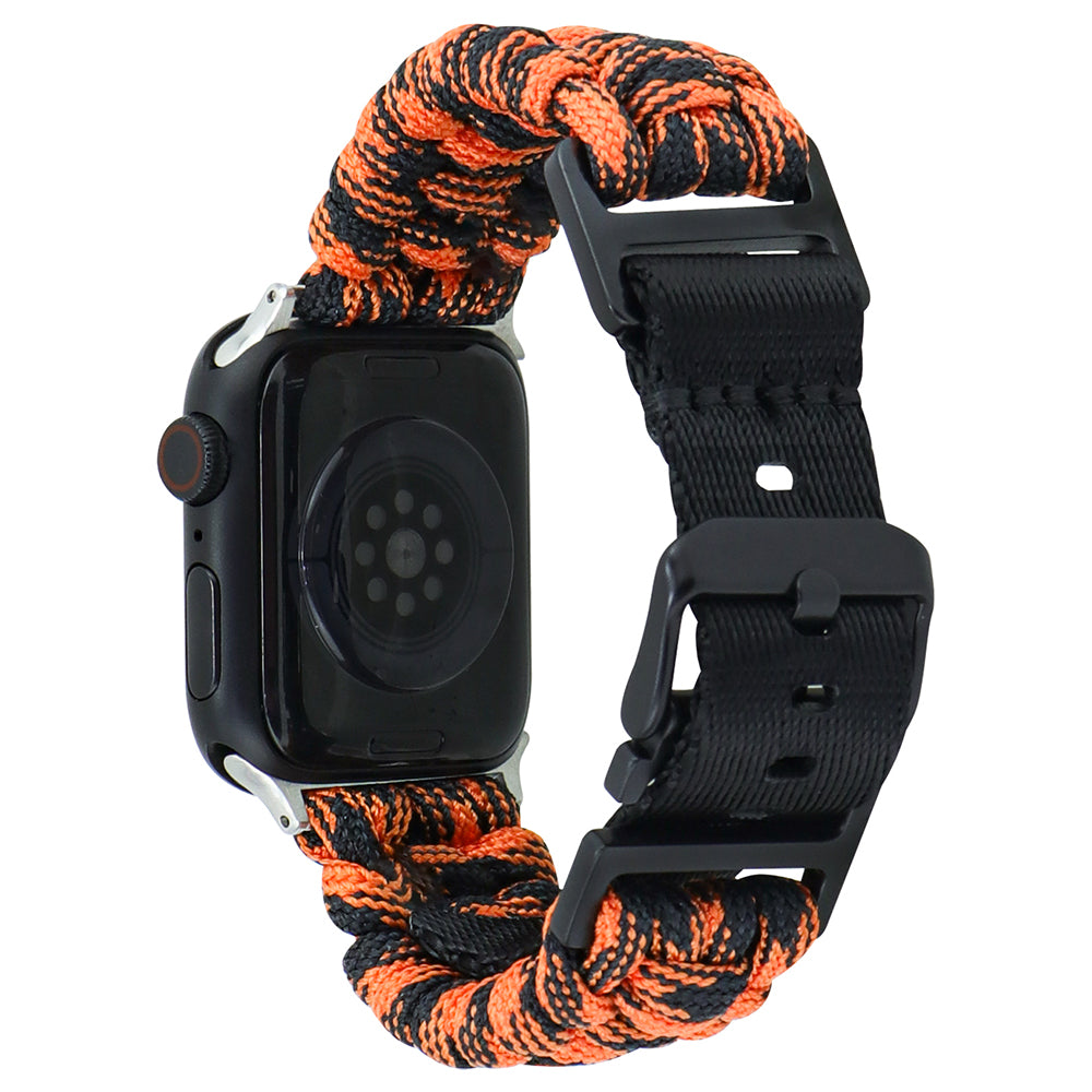 For Apple Watch Ultra 2 Ultra 49mm / Series 9 8 7 45mm / 6 5 4 SE (2023) SE (2022) SE 44mm / 3 2 1 42mm Camo Braided Watch Strap - Black+White
