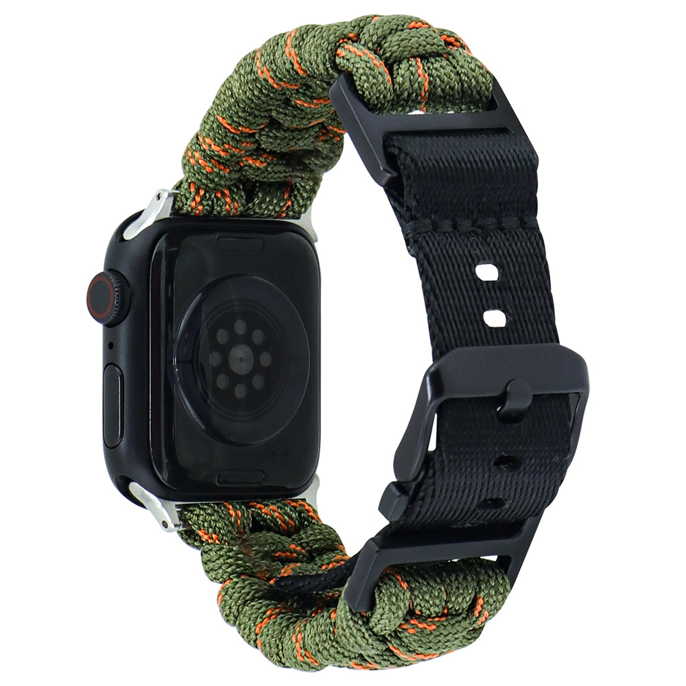 For Apple Watch Ultra 2 Ultra 49mm / Series 9 8 7 45mm / 6 5 4 SE (2023) SE (2022) SE 44mm / 3 2 1 42mm Camo Braided Watch Strap - Black+White