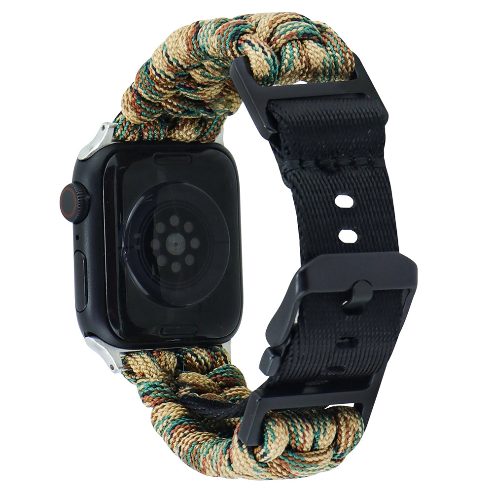 For Apple Watch Ultra 2 Ultra 49mm / Series 9 8 7 45mm / 6 5 4 SE (2023) SE (2022) SE 44mm / 3 2 1 42mm Camo Braided Watch Strap - Black+White