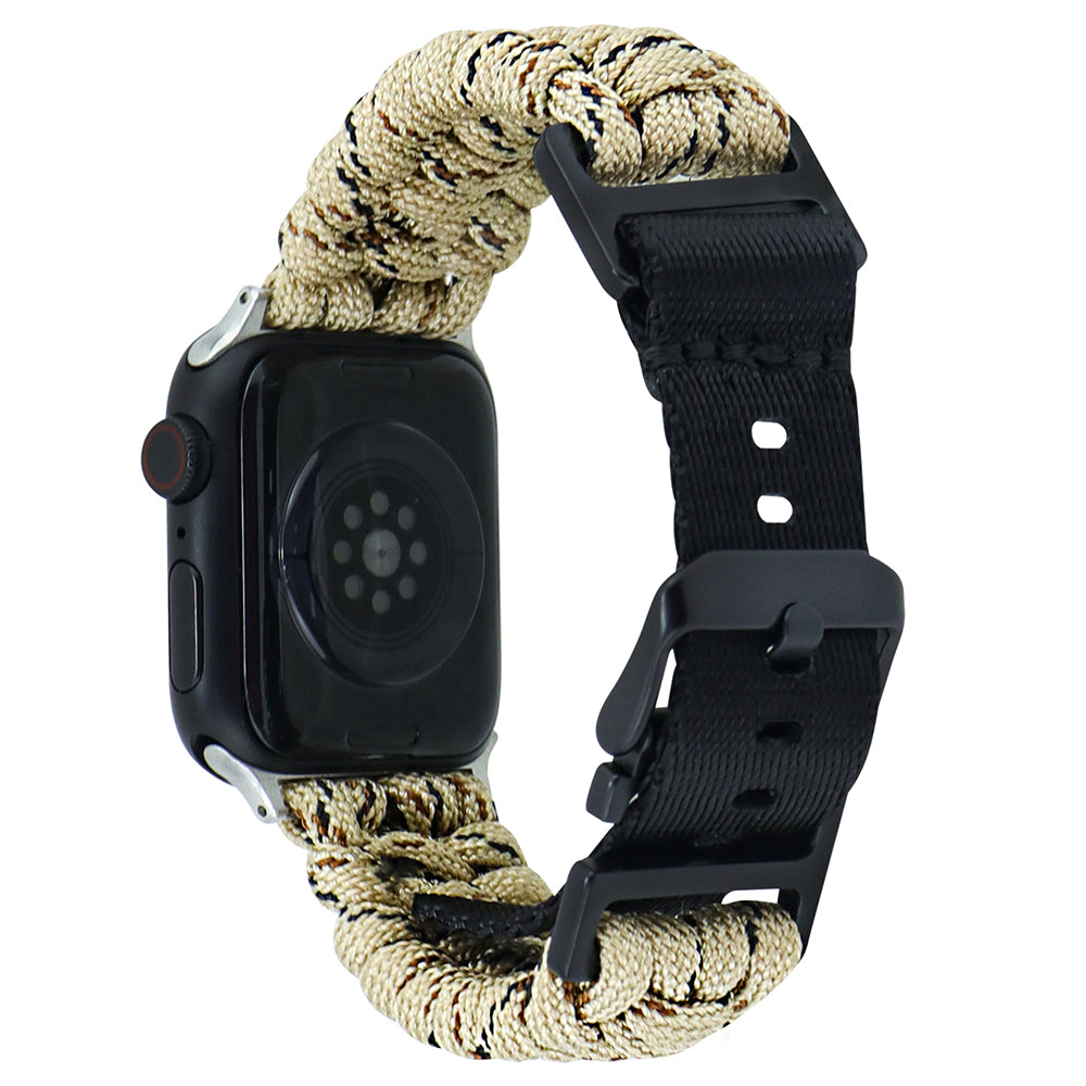 For Apple Watch Ultra 2 Ultra 49mm / Series 9 8 7 45mm / 6 5 4 SE (2023) SE (2022) SE 44mm / 3 2 1 42mm Camo Braided Watch Strap - Black+White