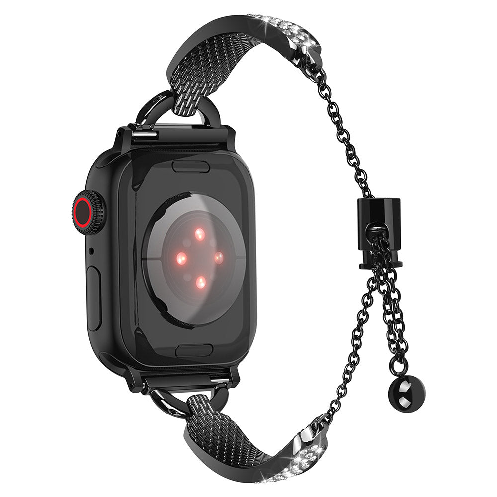 For Apple Watch Series 9 8 7 41mm / 6 5 4 SE (2023) SE (2022) SE 40mm / 3 2 1 38mm Watch Band Drawstring Style Lock - Black