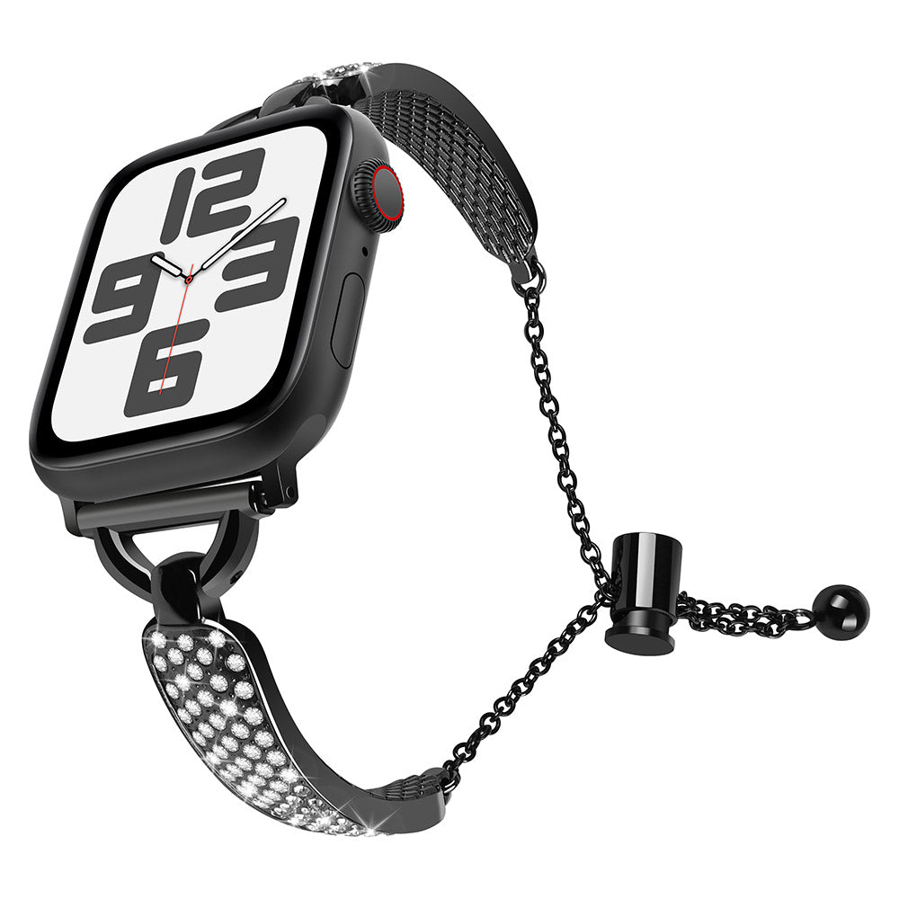 For Apple Watch Ultra 2 Ultra 49mm / Series 9 8 7 45mm / 6 5 4 SE (2023) SE (2022) SE 44mm / 3 2 1 42mm Watch Band Bling Shiny Bracelet - Black