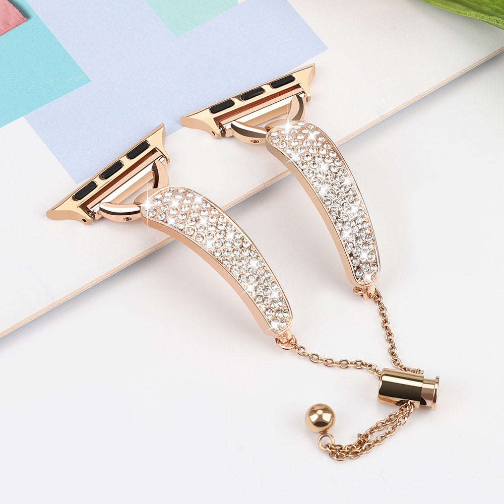 For Apple Watch Ultra 2 Ultra 49mm / Series 9 8 7 45mm / 6 5 4 SE (2023) SE (2022) SE 44mm / 3 2 1 42mm Watch Band Bling Shiny Bracelet - Black