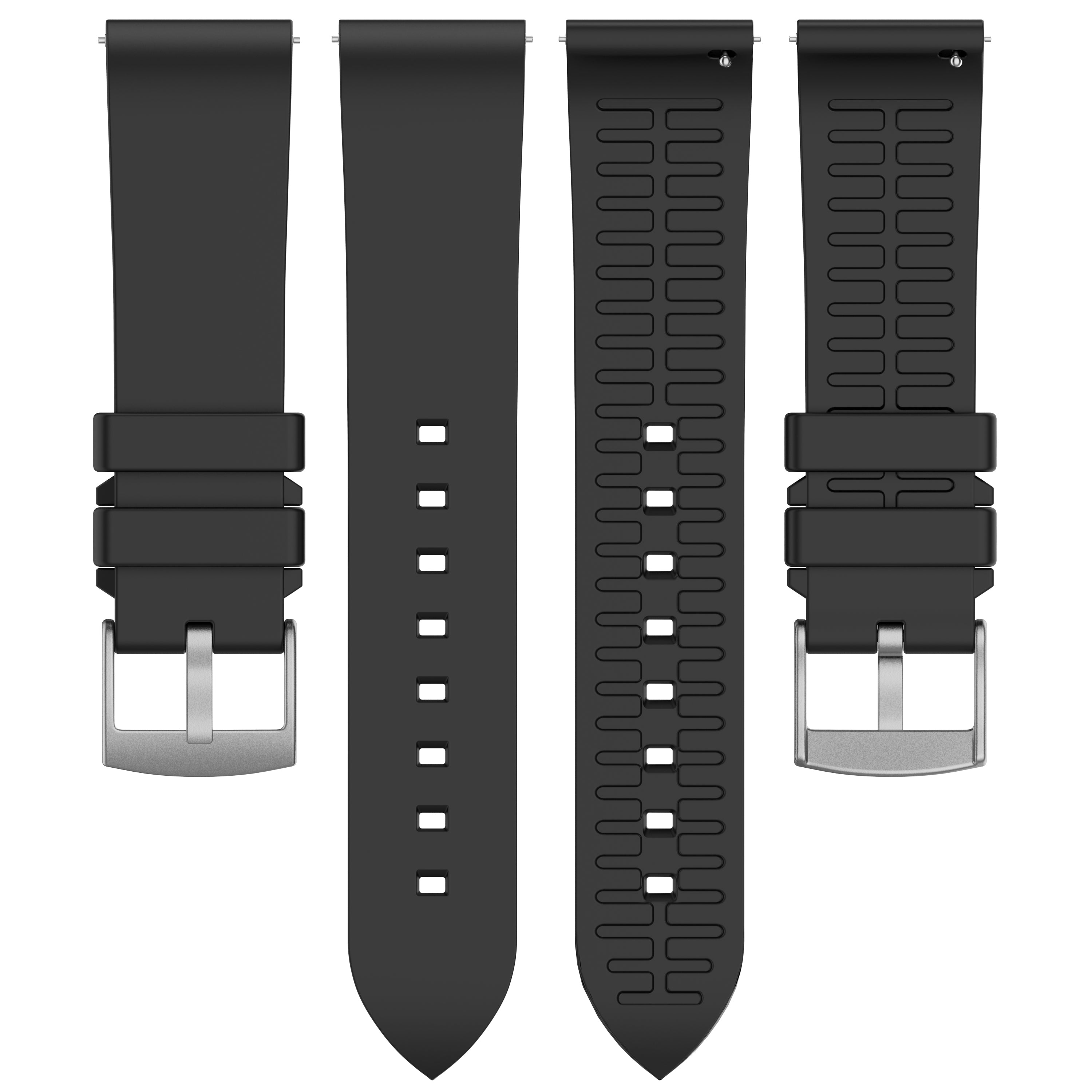 For Samsung Galaxy Watch6 Classic / Watch 5 / Garmin vivoactive 5 Wrist Band 20mm Fluorine Rubber Strap - Black