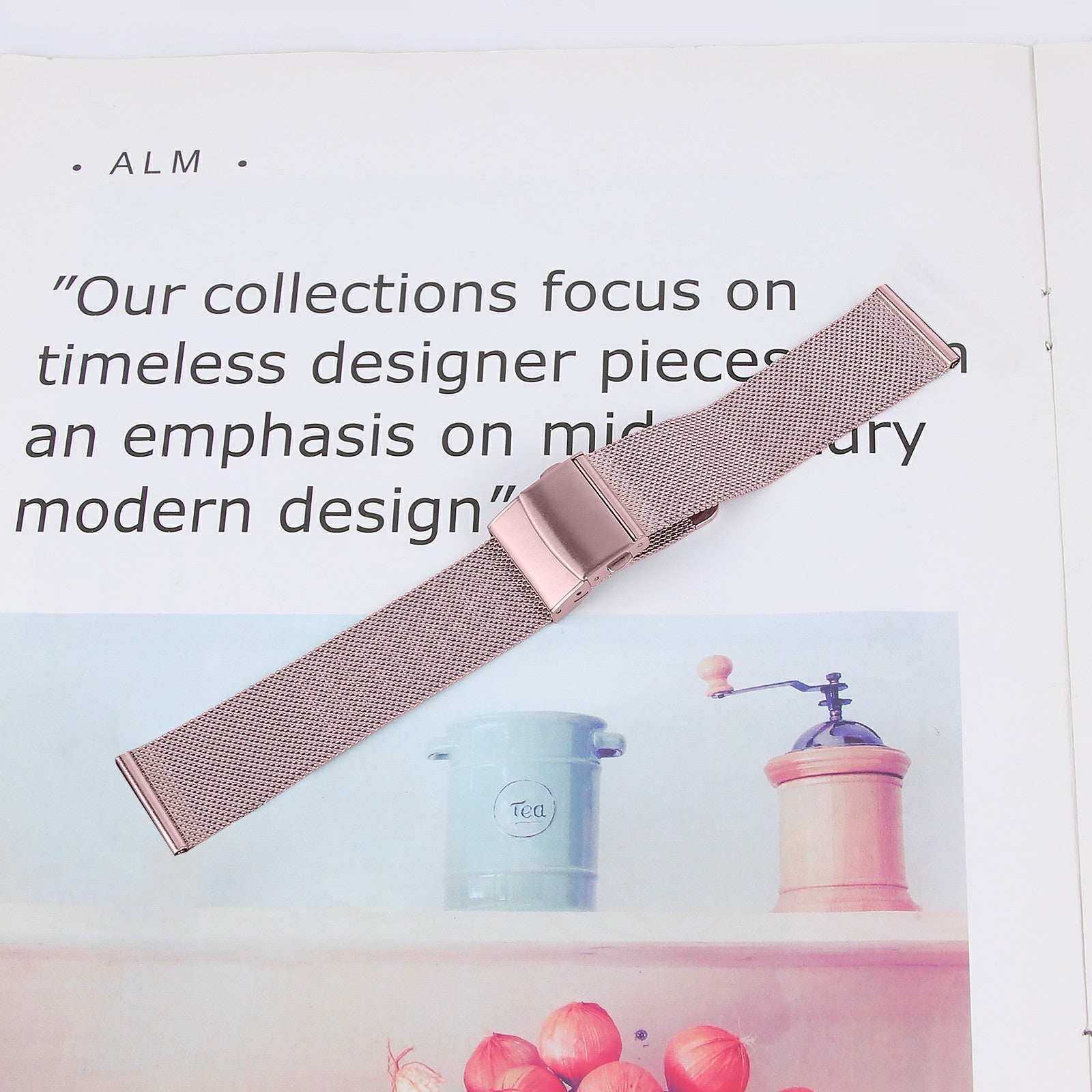 For Samsung Galaxy Watch6 40mm 44mm / Watch6 Classic 43mm 47mm Mesh Milanese Strap 20mm Watch Band - Rose Pink