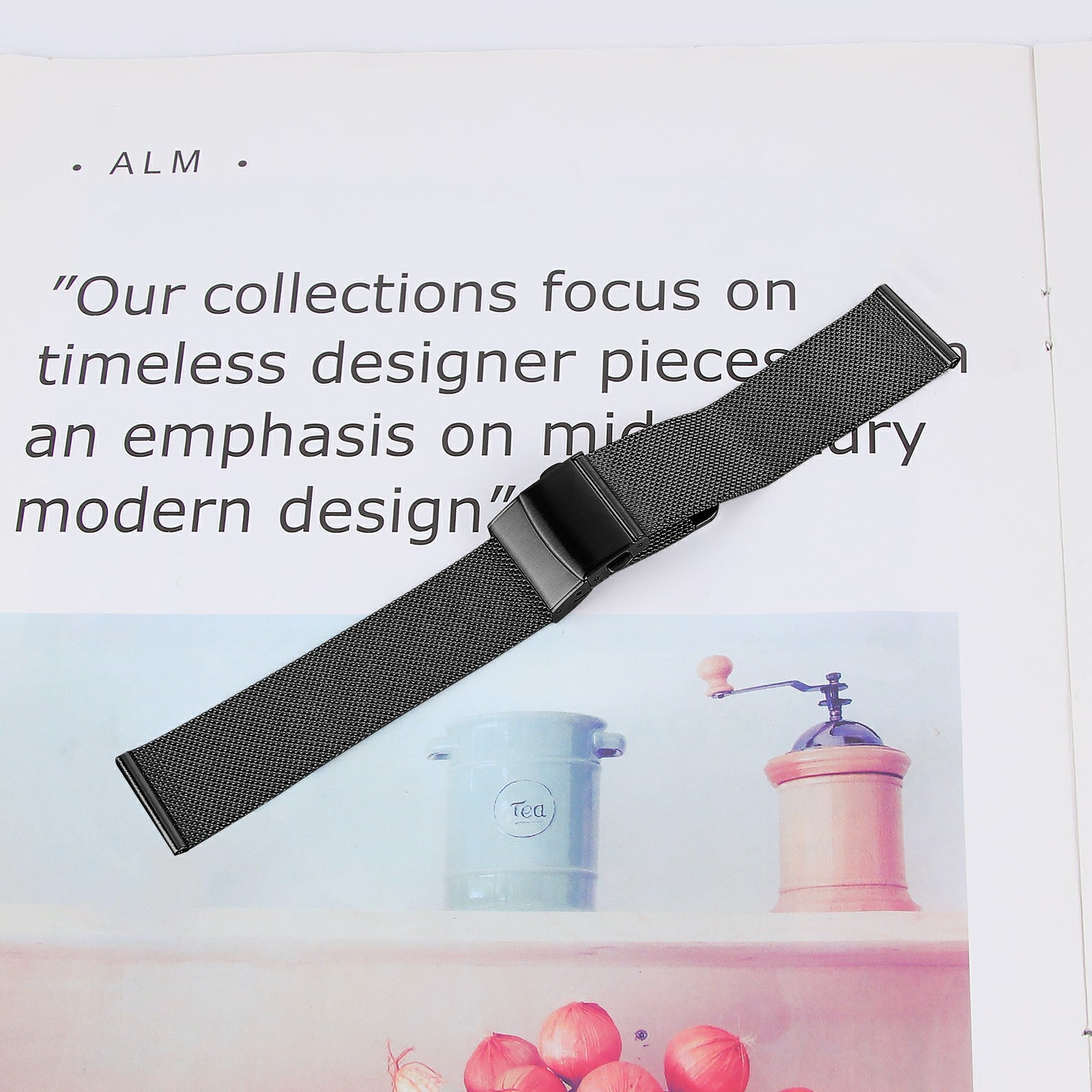 For Pebble Time Round / Pebble 2 Milanese Stainless Steel Band Adjustable 20mm Watch Strap - Black