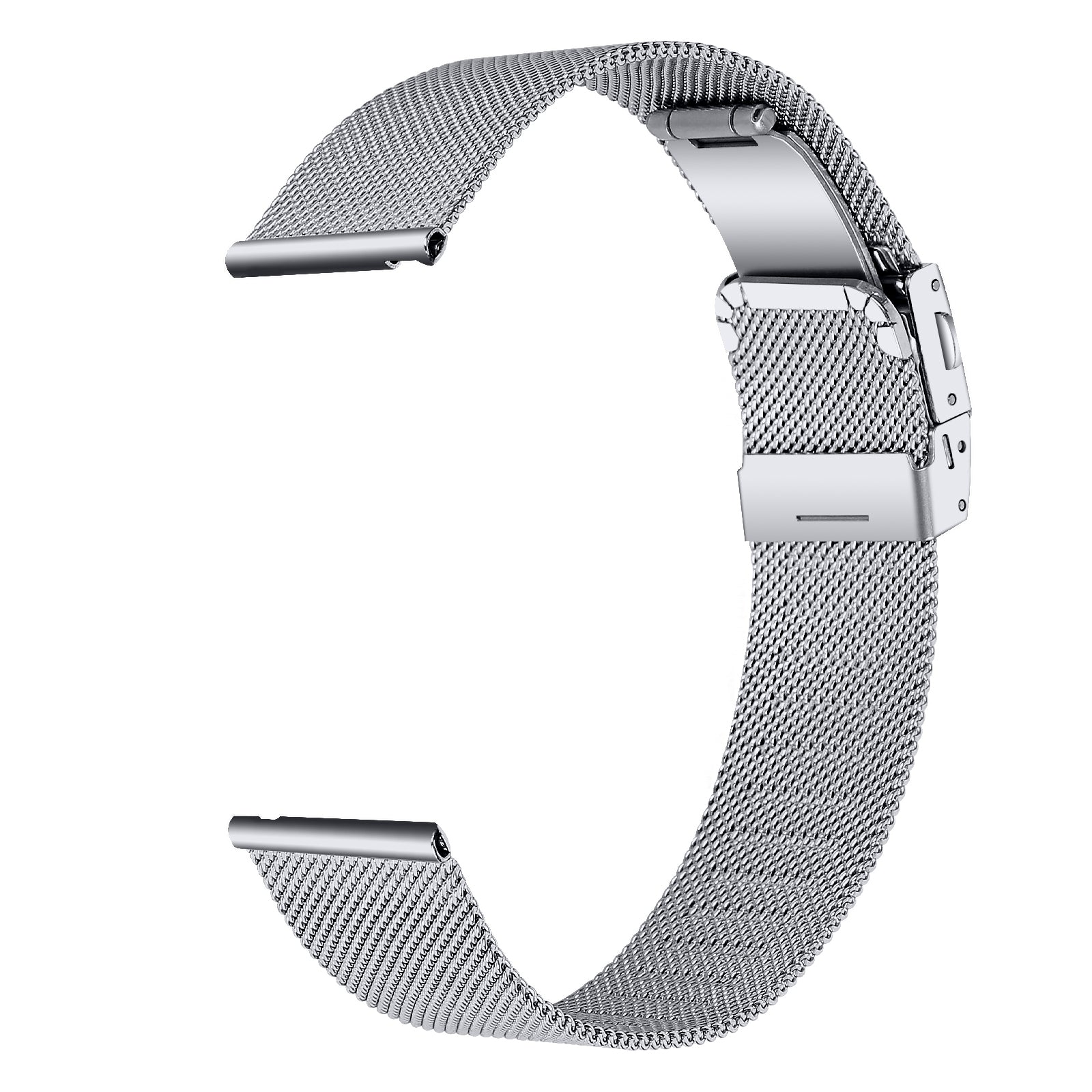 For TicWatch 2 / E / C2 (Black or Silver Dial) Stainless Steel Metal Watch Band Milanese Strap 20mm - Silver