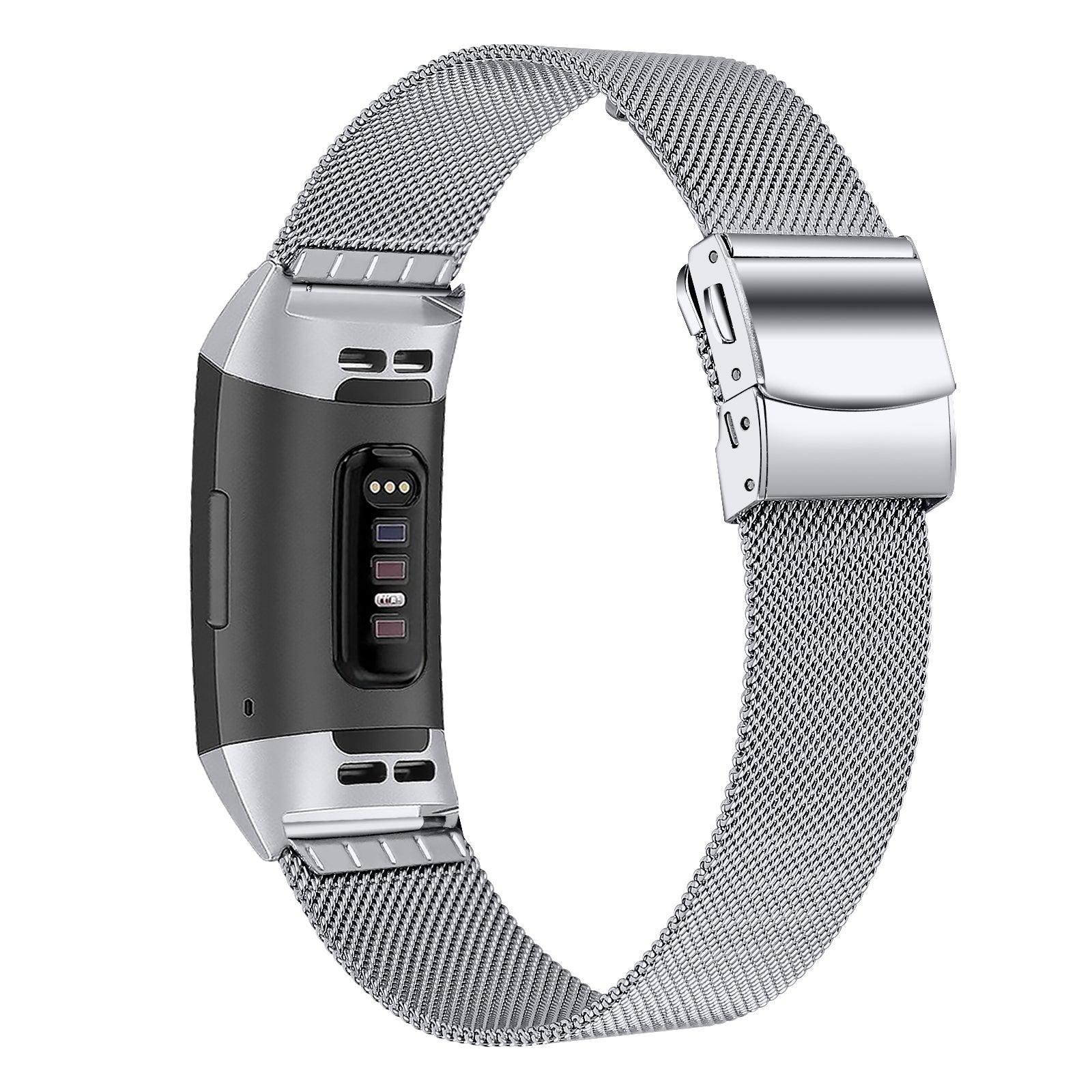 Compatible with Fitbit Charge 3 / 4 / SE Anti-Collision Stainless Steel Metal Watch Band - Silver