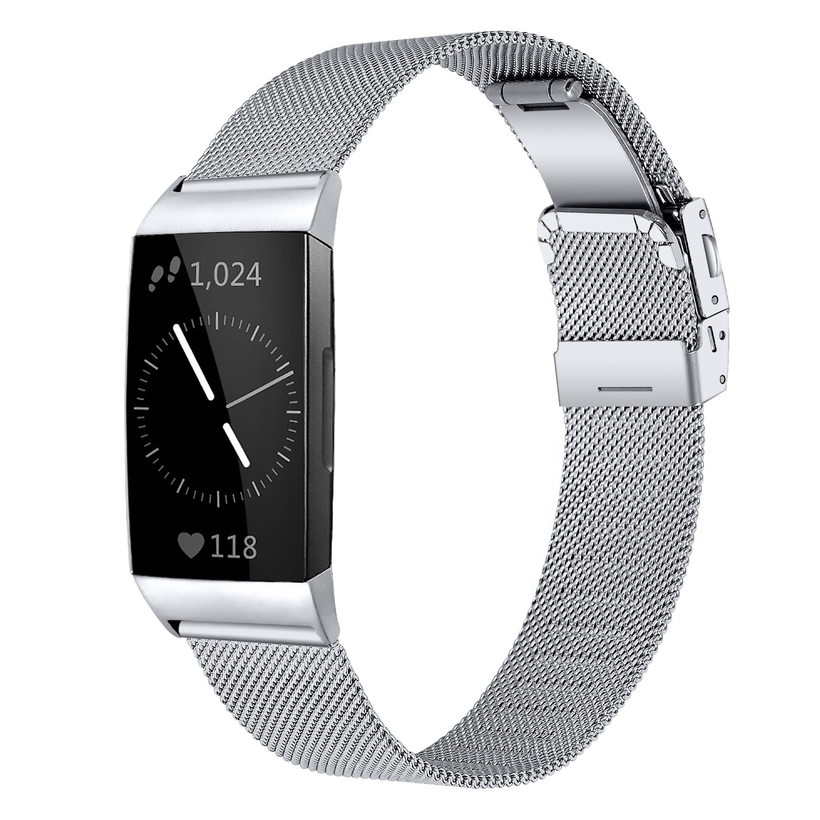 Compatible with Fitbit Charge 3 / 4 / SE Anti-Collision Stainless Steel Metal Watch Band - Silver