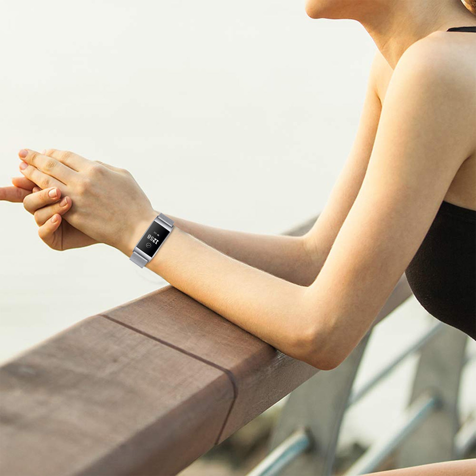 Compatible with Fitbit Charge 3 / 4 / SE Anti-Collision Stainless Steel Metal Watch Band - Silver