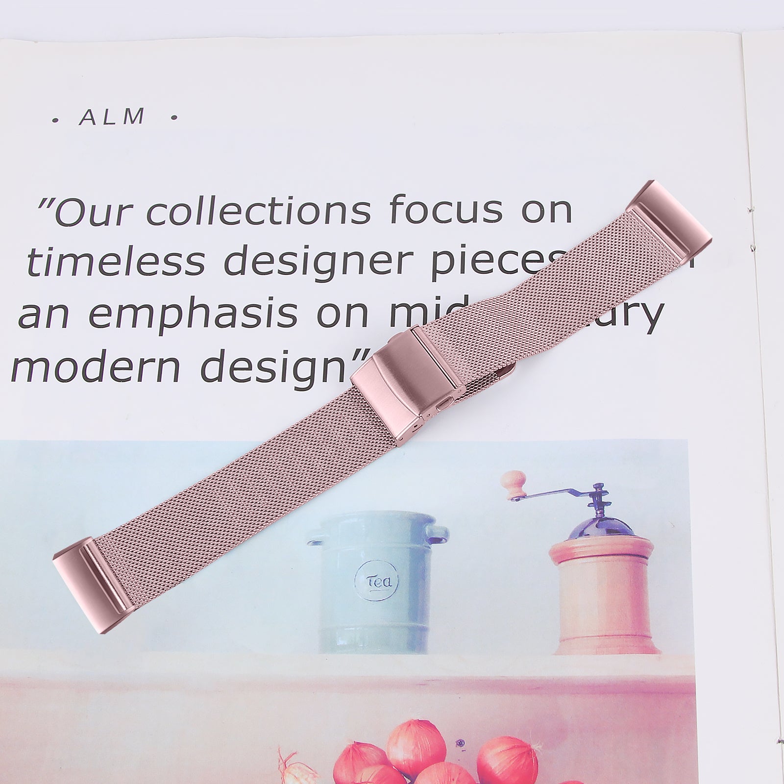 For Fitbit Charge 3 / 4 / SE Fashionable Stainless Steel Smart Watch Band - Rose Pink