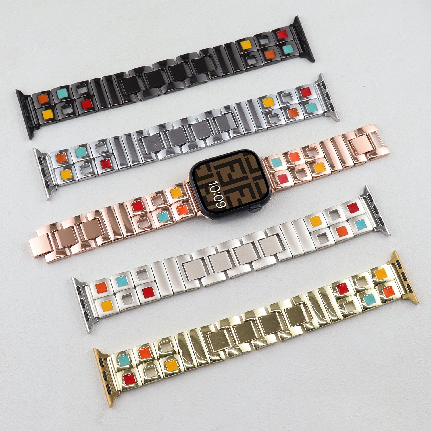 For Apple Watch Series 9 8 7 41mm / 6 5 4 SE (2022) SE (2023) SE 40mm / 3 2 1 38mm Eyeshadow Palette Watch Band - Gold