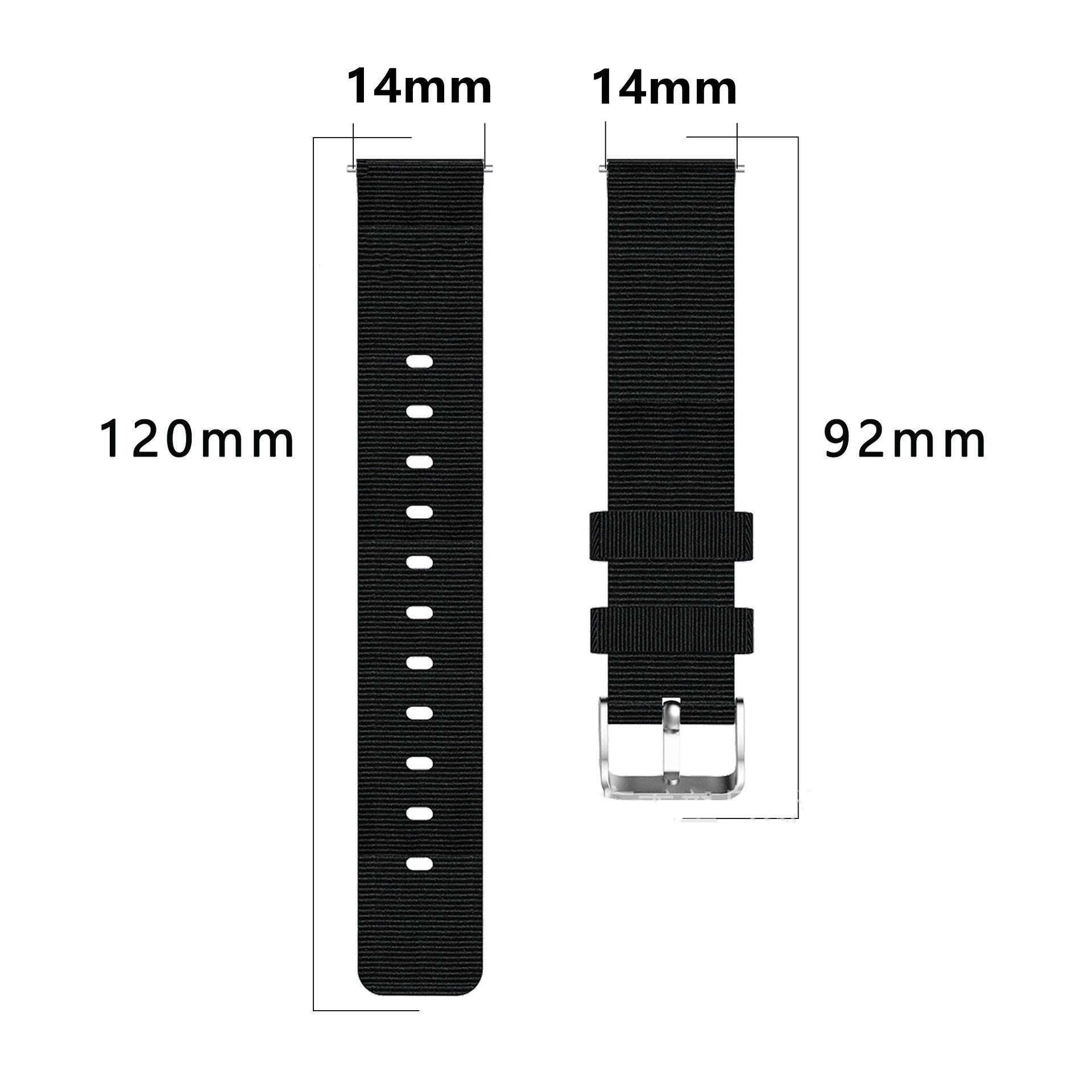 For Garmin Lily 2 Nylon Watch Band Adjustable Pin Buckle 14mm Wrist Strap Replacement - Black