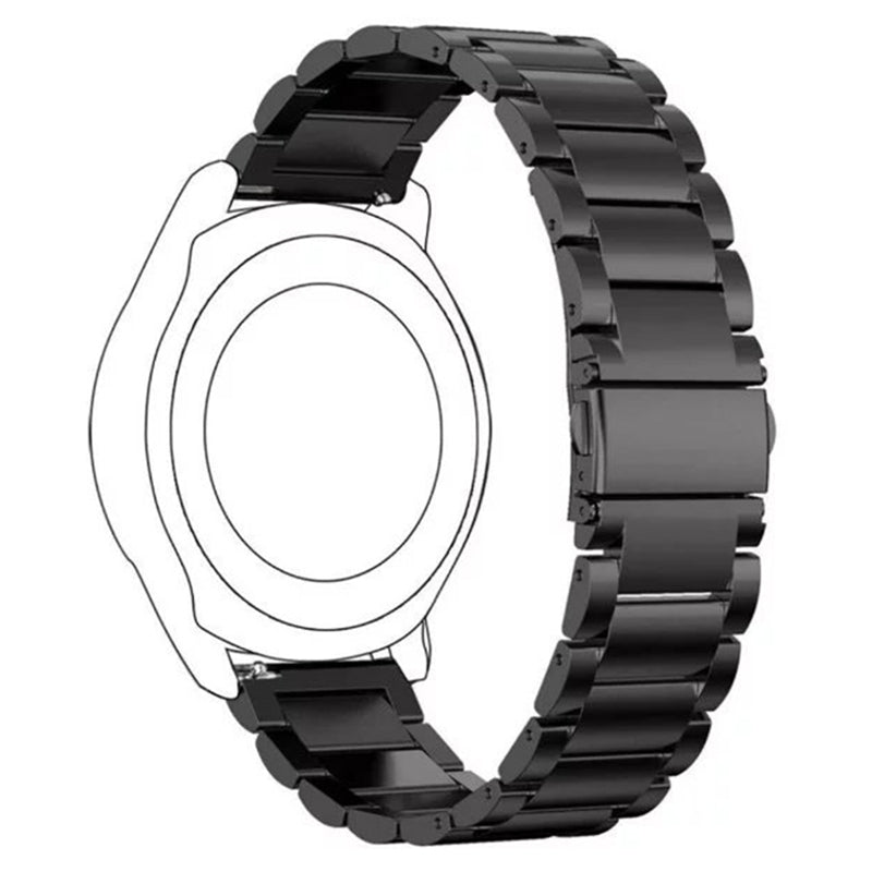 For Garmin Lily 2 14mm Watch Band 3-Beads Stainless Steel Wrist Strap with Folding Buckle - Black