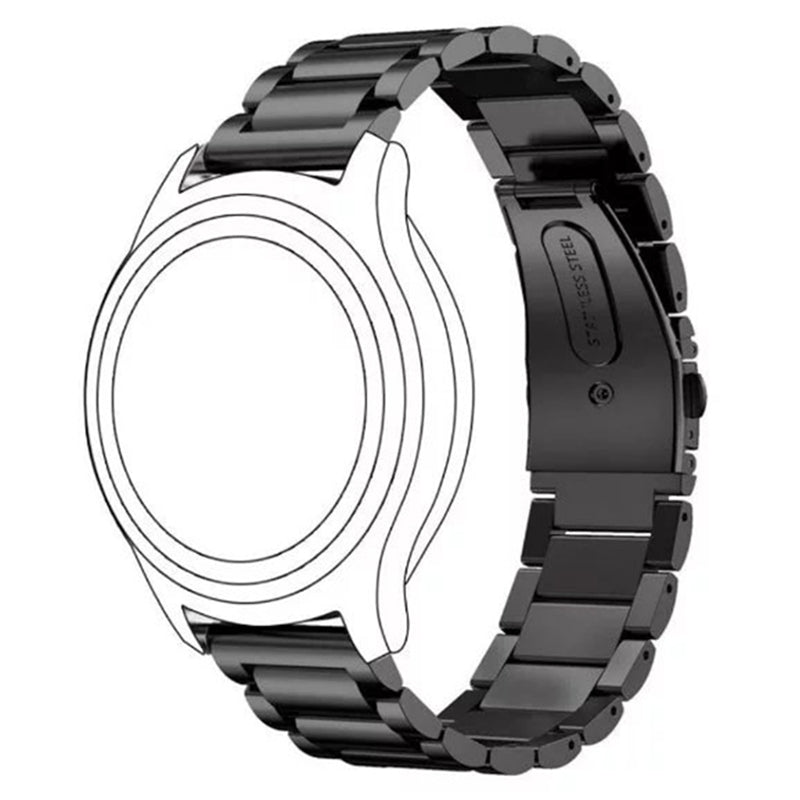 For Garmin Lily 2 14mm Watch Band 3-Beads Stainless Steel Wrist Strap with Folding Buckle - Black