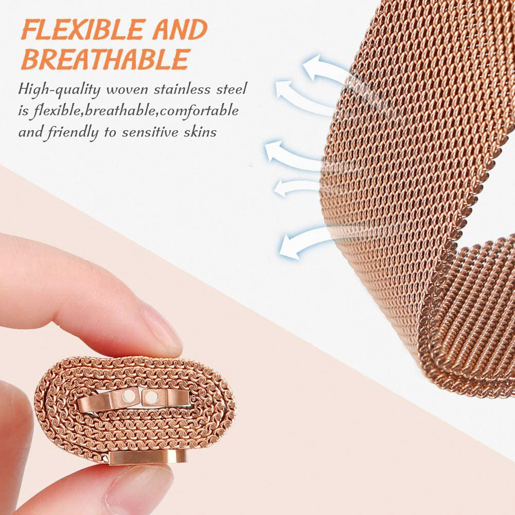 For Garmin Lily 2 Magnetic Watch Strap 14mm Milanese Mesh Wrist Band - Rose Gold