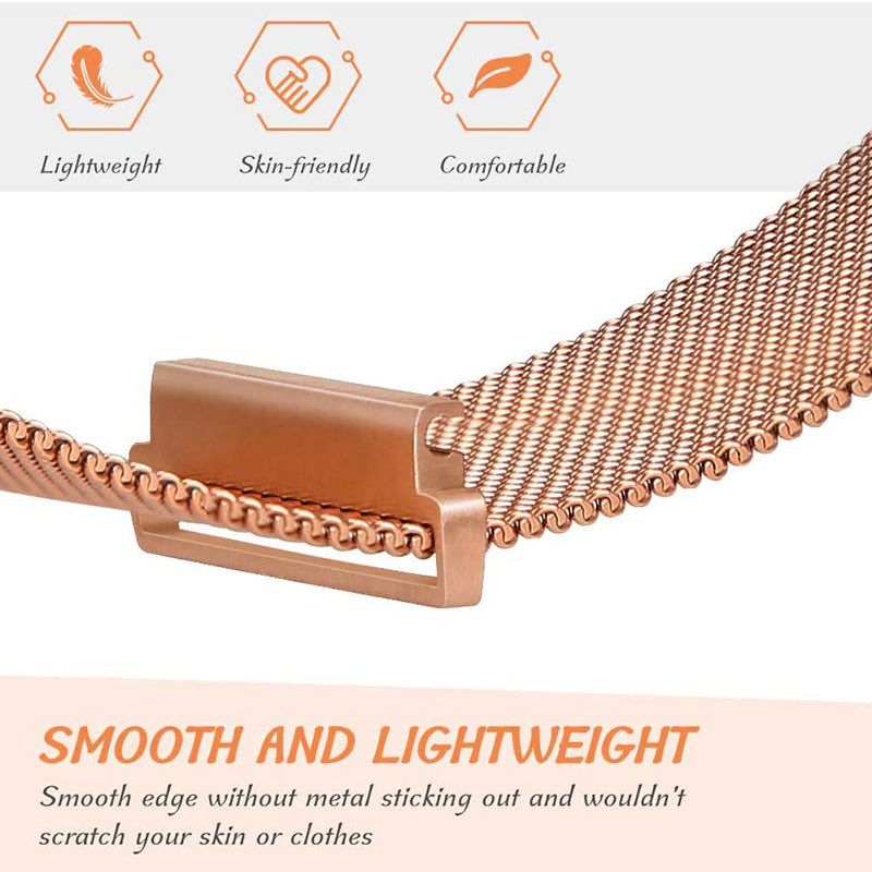 For Garmin Lily 2 Magnetic Watch Strap 14mm Milanese Mesh Wrist Band - Rose Gold