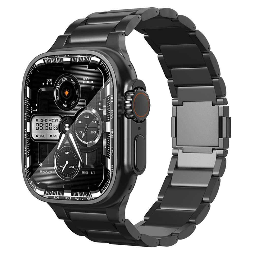 For Apple Watch Ultra / Ultra 2 49mm / Series 9 8 7 45mm / 6 5 4 SE (2022) SE (2023) SE 44mm / 3 2 1 42mm Titanium Steel Band Magnetic Strap - Black