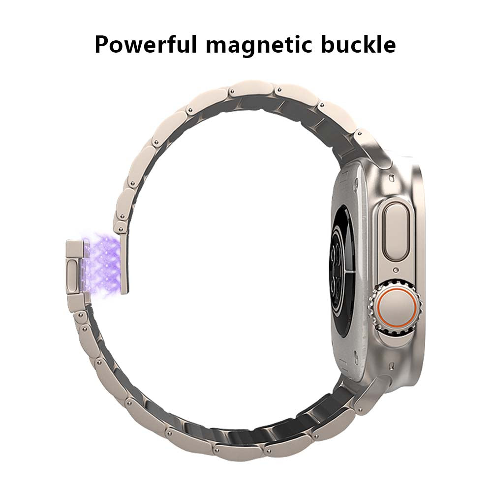 For Apple Watch Ultra / Ultra 2 49mm / Series 9 8 7 45mm / 6 5 4 SE (2022) SE (2023) SE 44mm / 3 2 1 42mm Titanium Steel Band Magnetic Strap - Black