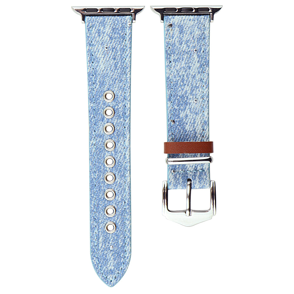 For Apple Watch Ultra 2 Ultra 49mm  /  Series 9 8 7 45mm  /  6 5 4 SE (2023) SE (2022) SE 44mm  /  3 2 1 42mm Denim Wrist Strap - Baby Blue