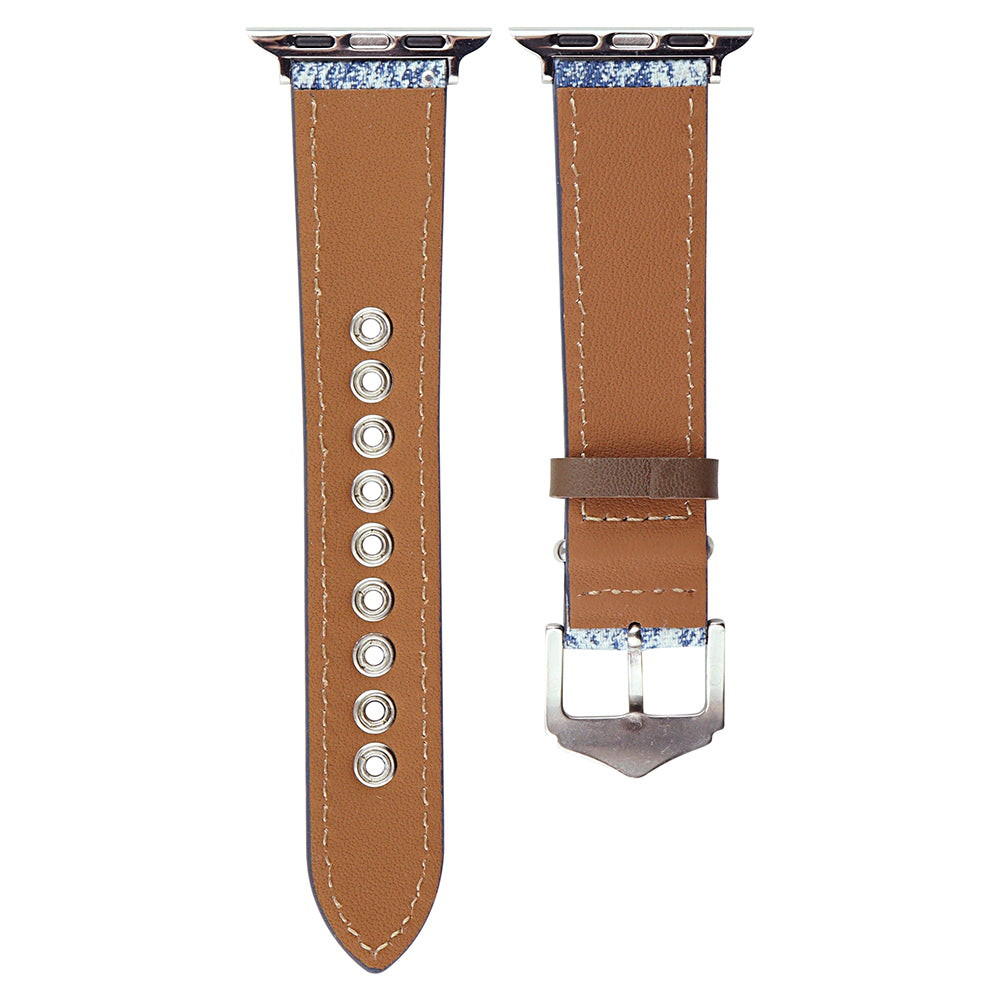 For Apple Watch Ultra 2 Ultra 49mm  /  Series 9 8 7 45mm  /  6 5 4 SE (2023) SE (2022) SE 44mm  /  3 2 1 42mm Denim Wrist Strap - Baby Blue