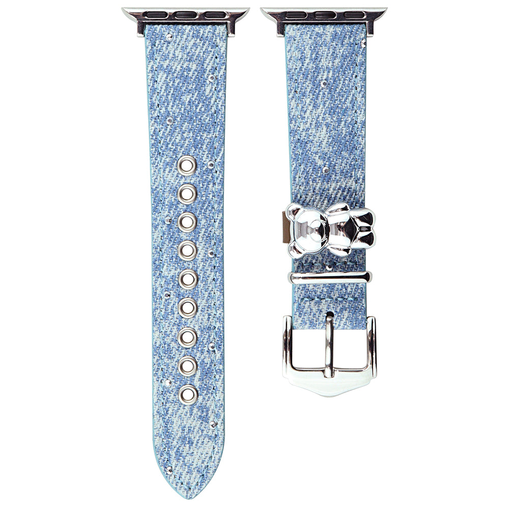 For Apple Watch Ultra 2 Ultra 49mm  /  Series 9 8 7 45mm  /  6 5 4 SE (2023) SE (2022) SE 44mm  /  3 2 1 42mm Denim Wrist Strap - Baby Blue