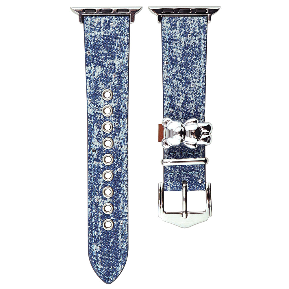 For Apple Watch Ultra 2 Ultra 49mm  /  Series 9 8 7 45mm  /  6 5 4 SE (2023) SE (2022) SE 44mm  /  3 2 1 42mm Denim Wrist Strap - Baby Blue