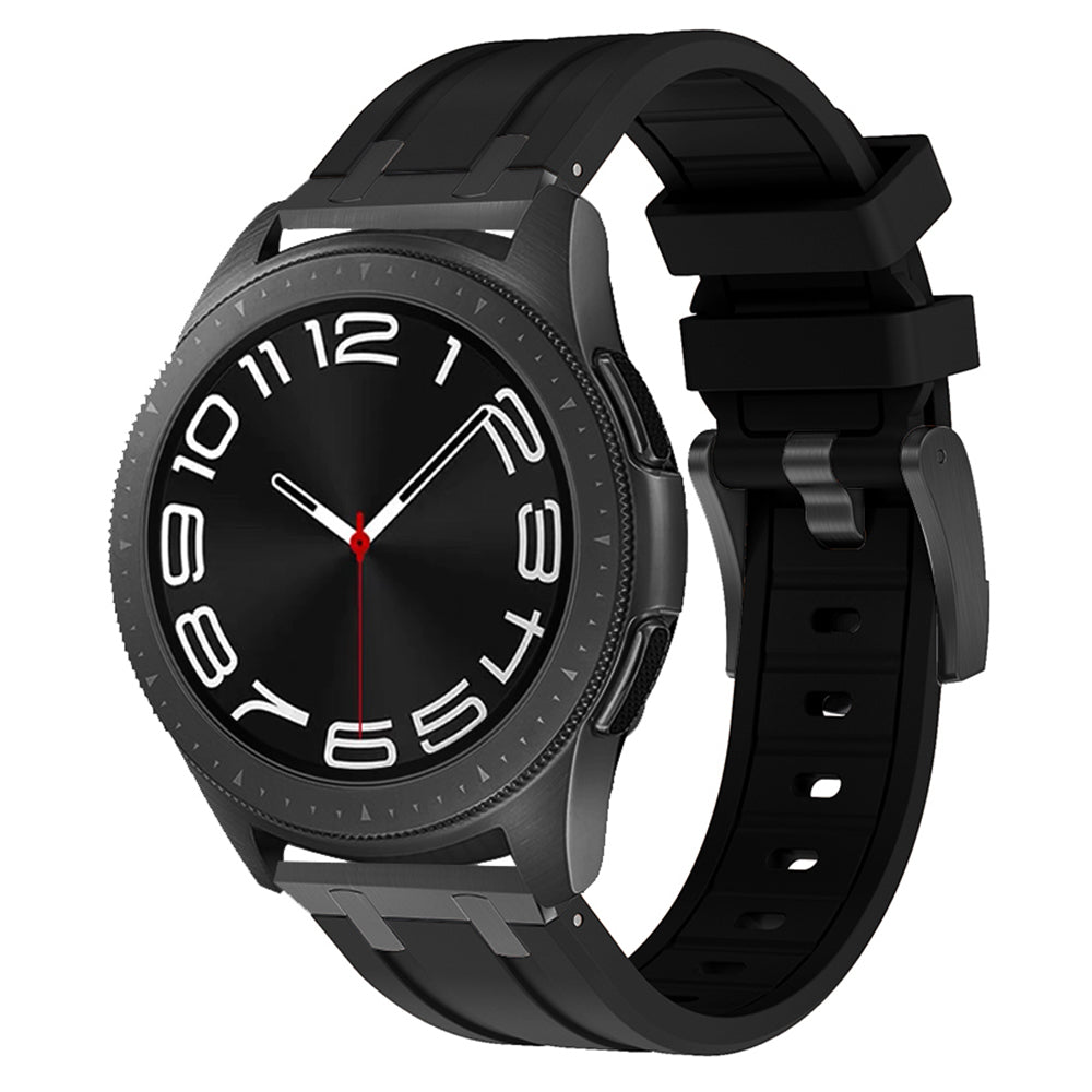 For Samsung Galaxy Watch3 45mm / Gear S3 Classic / Huawei Watch GT 4 46mm Silicone Watch Band 22mm Wrist Strap - Black