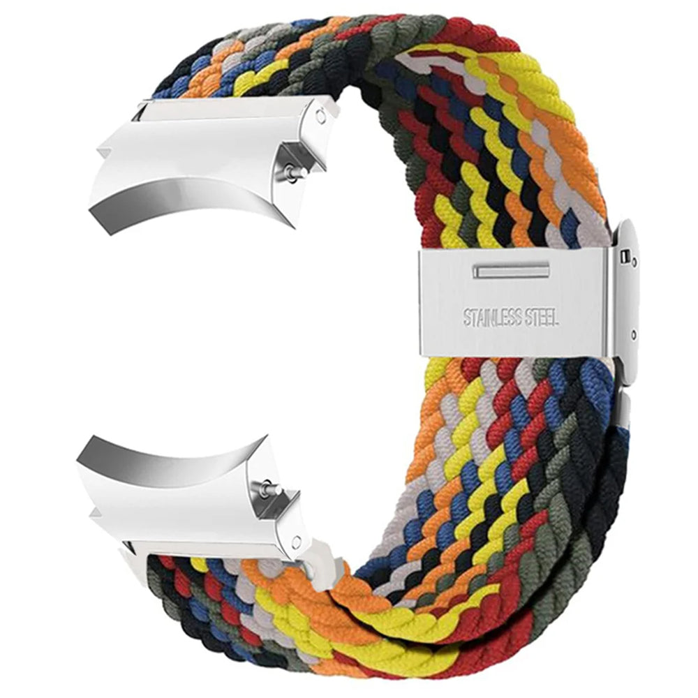 For Samsung Galaxy Watch4 / Watch 5 / Watch6 Classic Series Watch Band Nylon Braided Watch Strap - Rainbow
