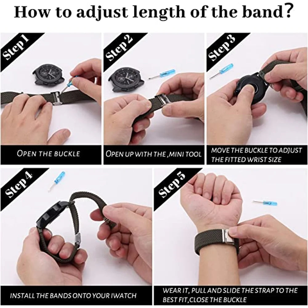 For Samsung Galaxy Watch4 / Watch 5 / Watch6 Classic Series Watch Band Nylon Braided Watch Strap - Rainbow