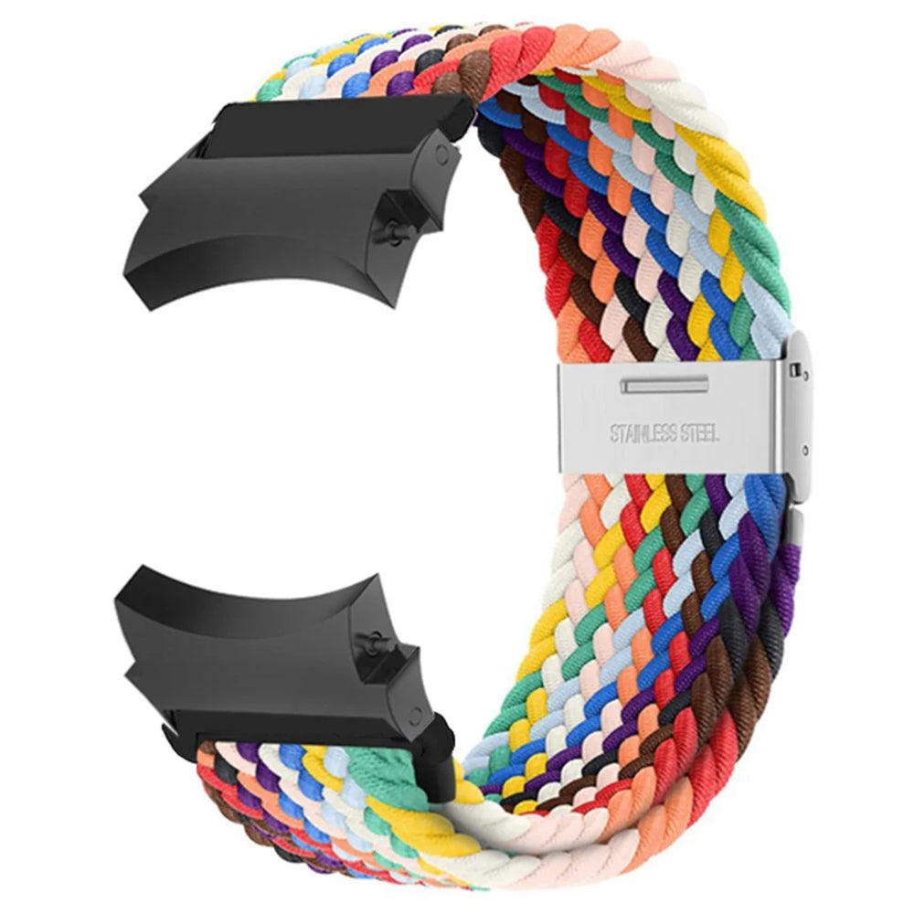 For Samsung Galaxy Watch4 / Watch 5 / Watch6 Classic Series Watch Band Nylon Braided Watch Strap - Rainbow