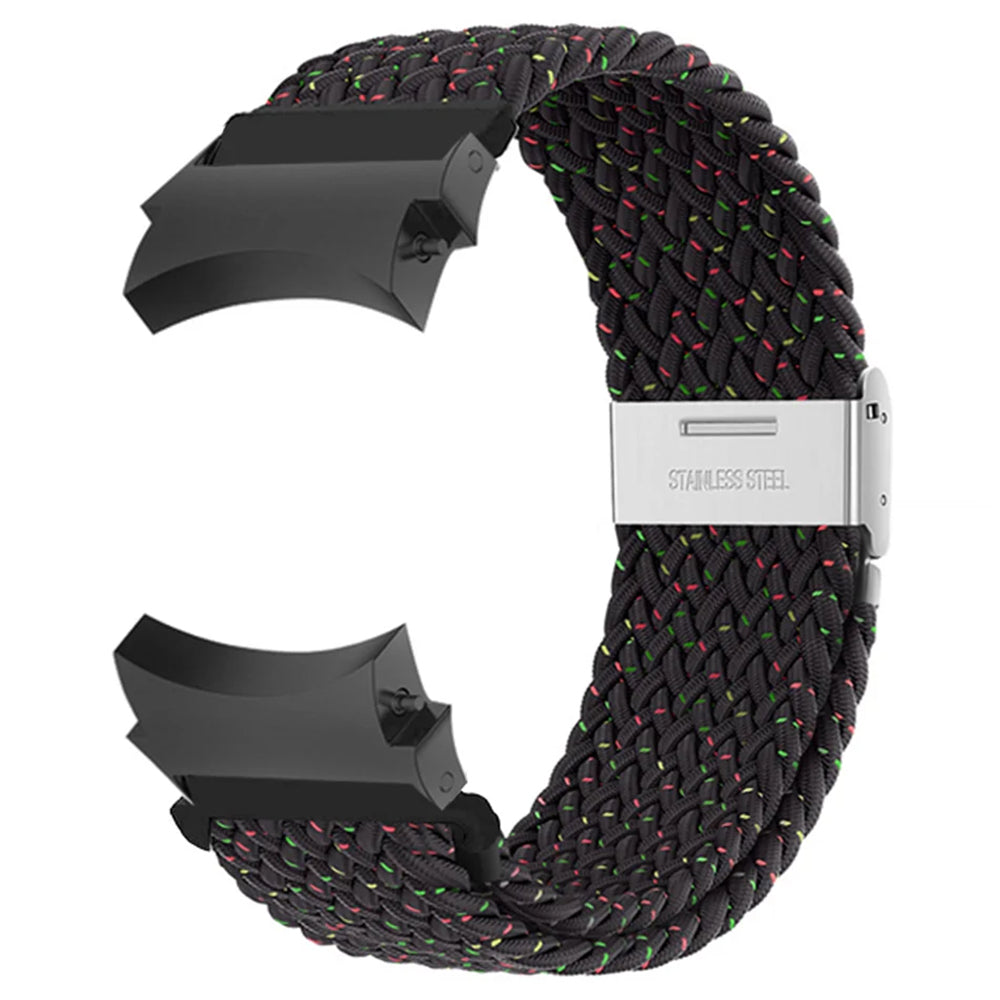 For Samsung Galaxy Watch4 / Watch 5 / Watch6 Classic Series Watch Band Nylon Braided Watch Strap - Rainbow
