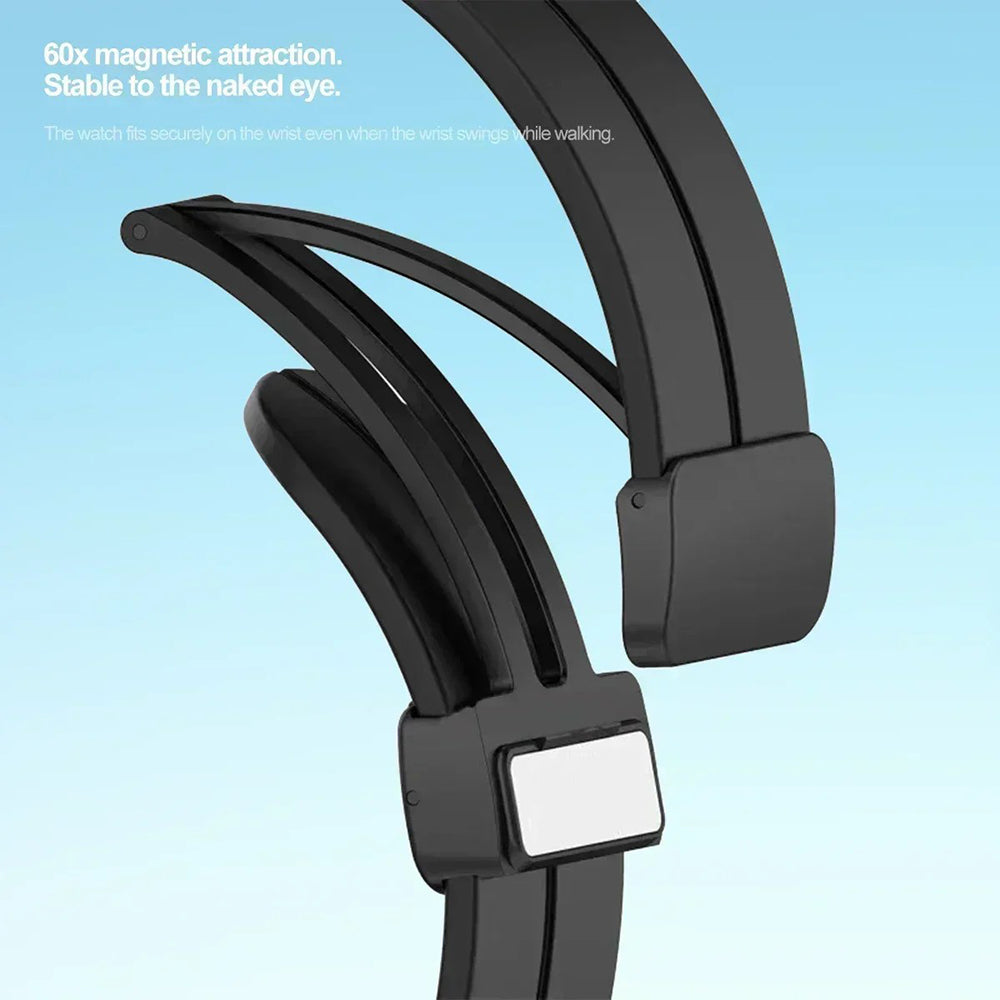 For Samsung Galaxy Watch4  /  Watch 5  /  Watch6 Wrist Strap Soft Silicone Watch Band with Magnetic Buckle - Black