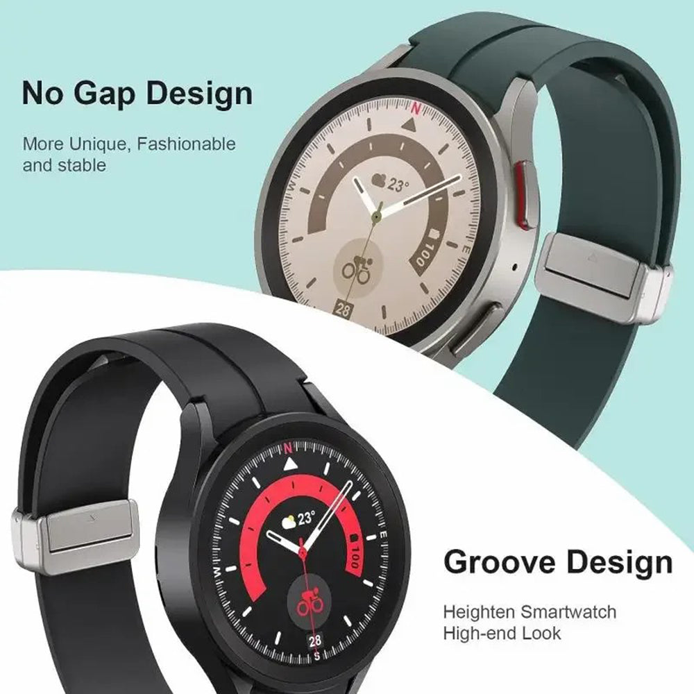 For Samsung Galaxy Watch4  /  Watch 5  /  Watch6 Wrist Strap Soft Silicone Watch Band with Magnetic Buckle - Black