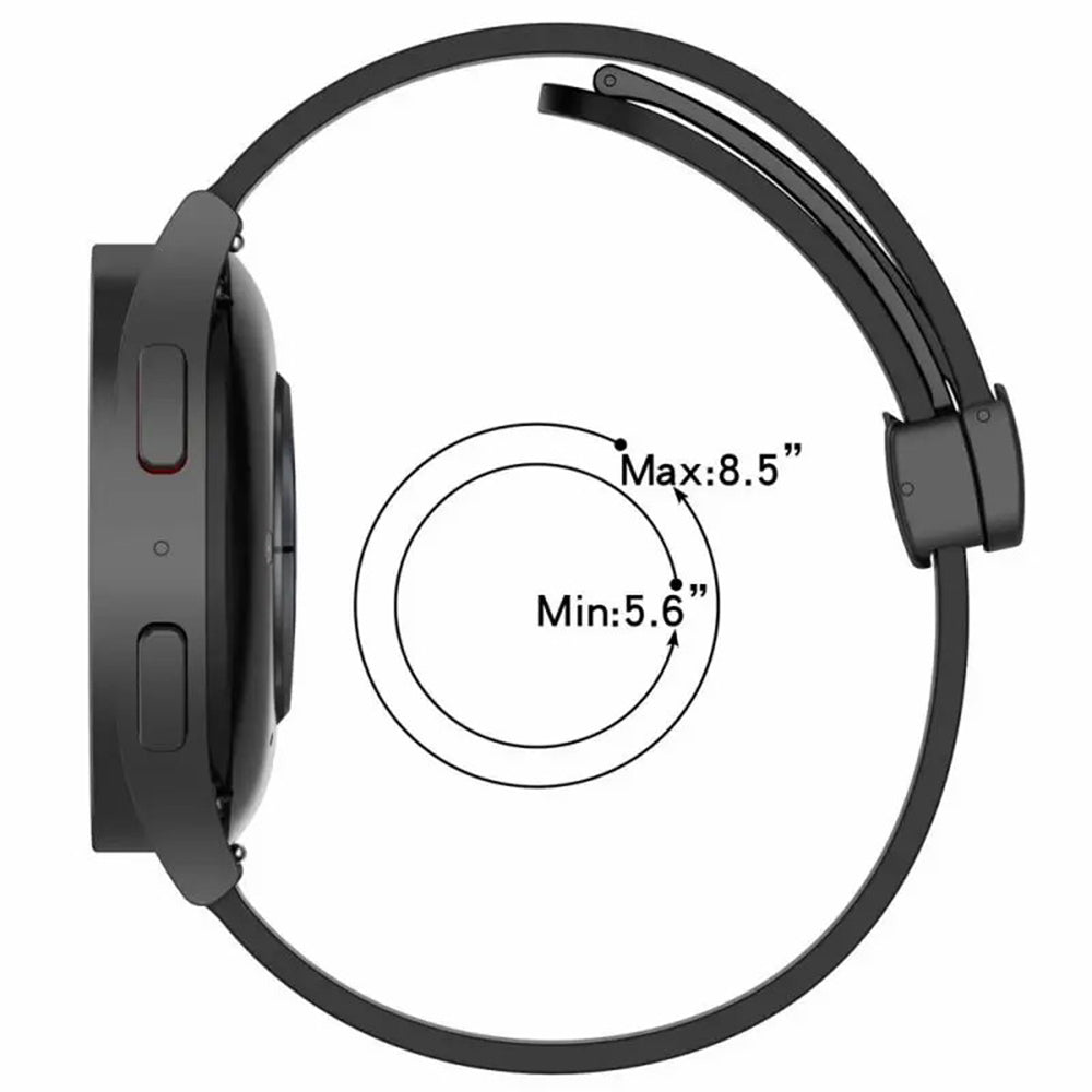 For Samsung Galaxy Watch4  /  Watch 5  /  Watch6 Wrist Strap Soft Silicone Watch Band with Magnetic Buckle - Black