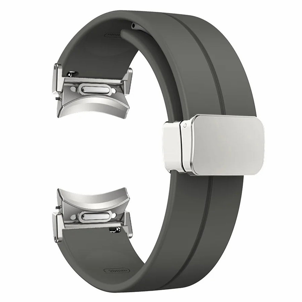 For Samsung Galaxy Watch4  /  Watch 5  /  Watch6 Wrist Strap Soft Silicone Watch Band with Magnetic Buckle - Black