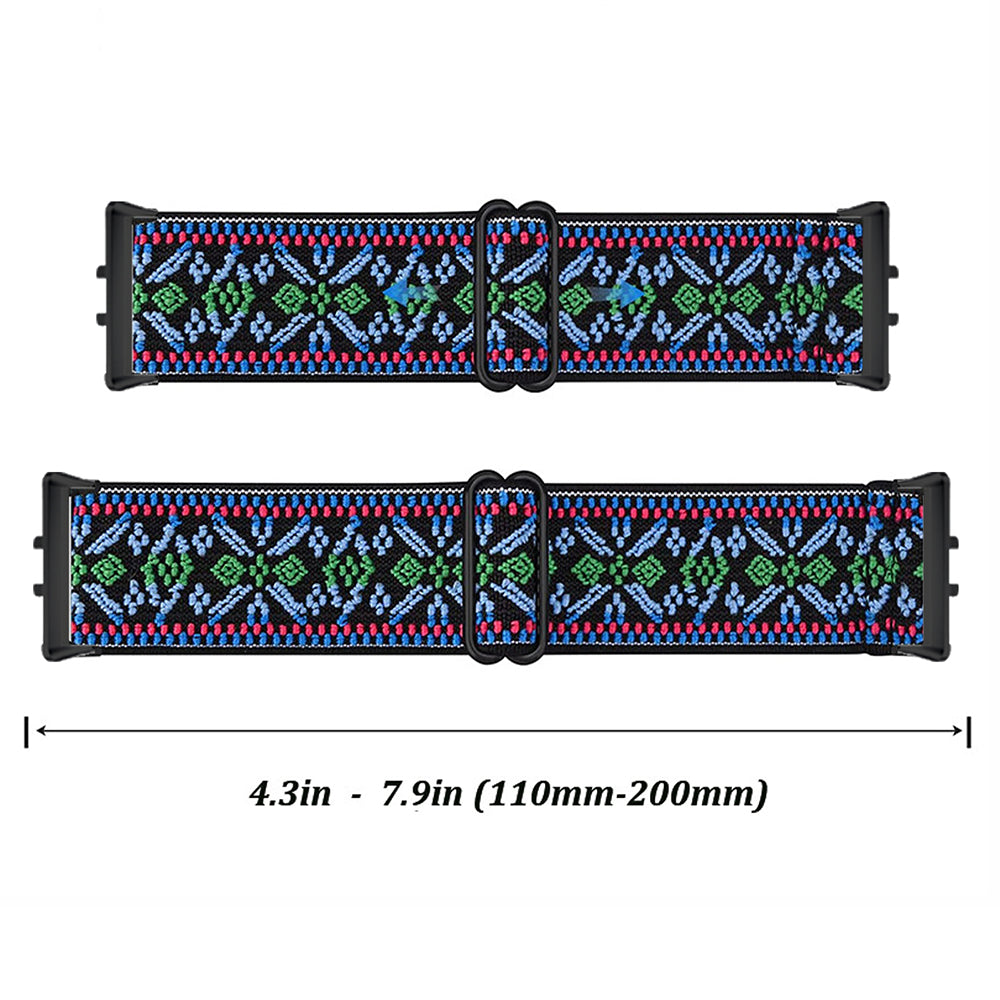 For Samsung Galaxy Fit3 Watch Strap Elastic Nylon Adjustable Smart Watch Band - Rainbow