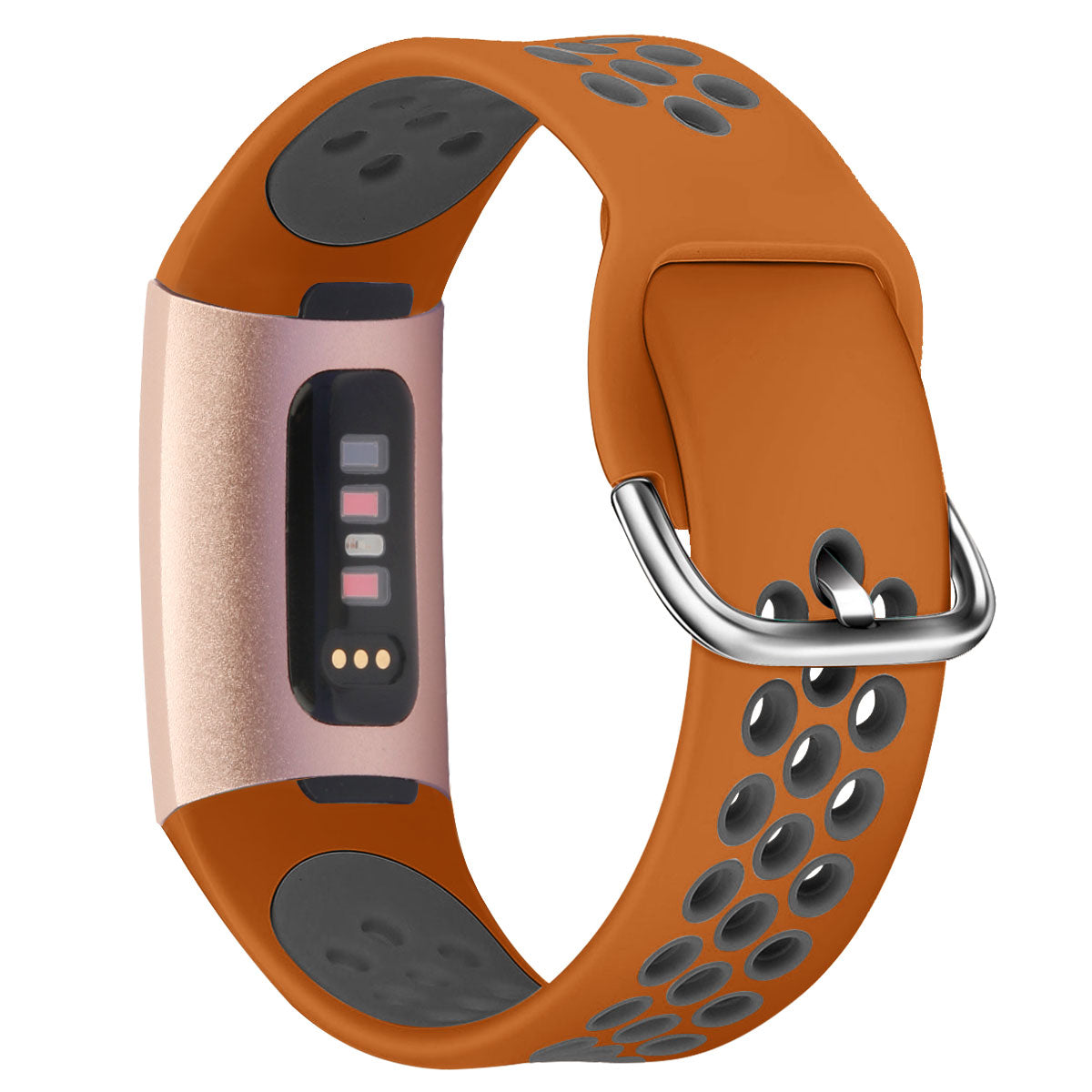 For Fitbit Charge 3 / 4 Watch Band Breathable Silicone Dual Color Wrist Strap Replacement - L / White+Black