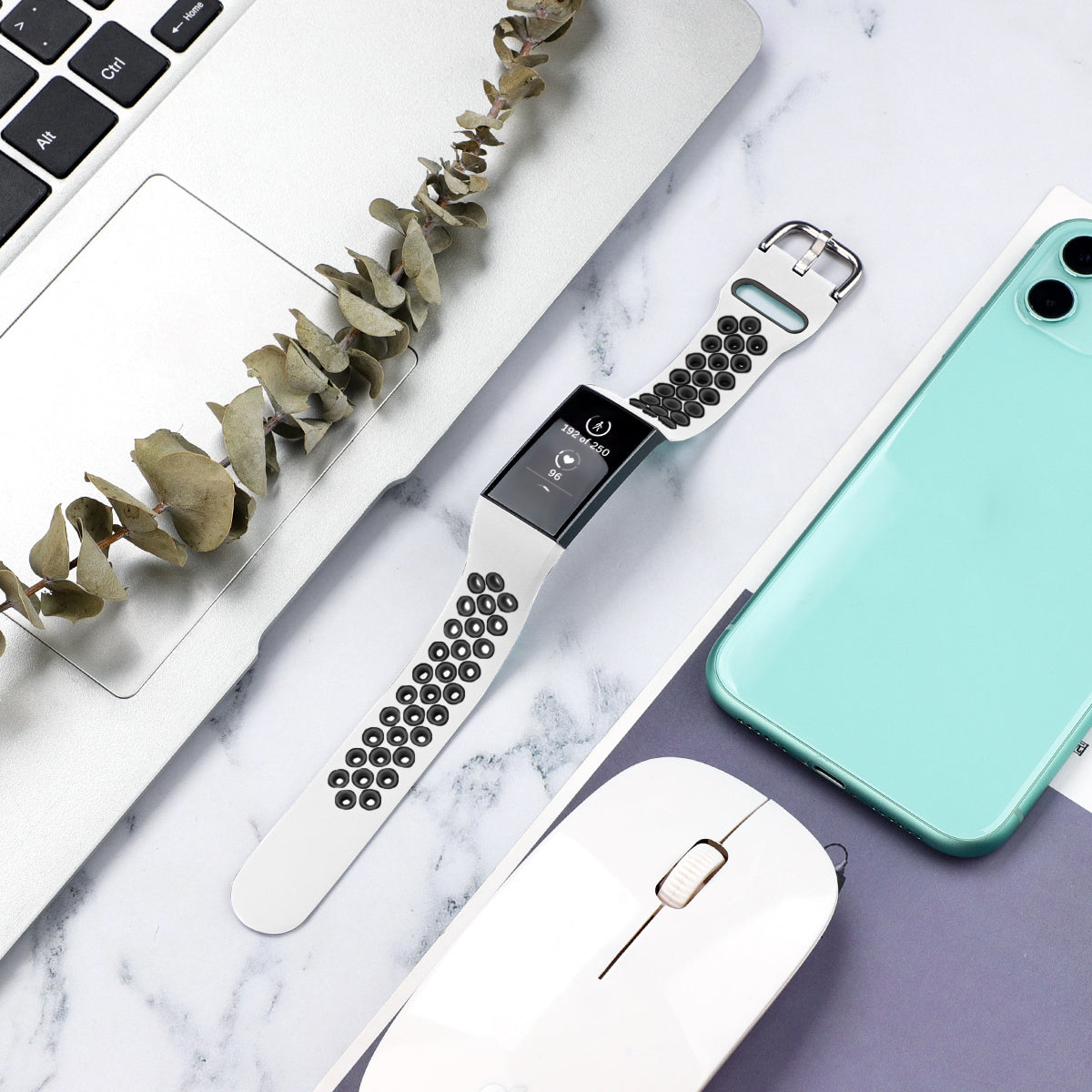 For Fitbit Charge 3 / 4 Smart Watch Band Soft Silicone Replacement Strap - S / White+Black