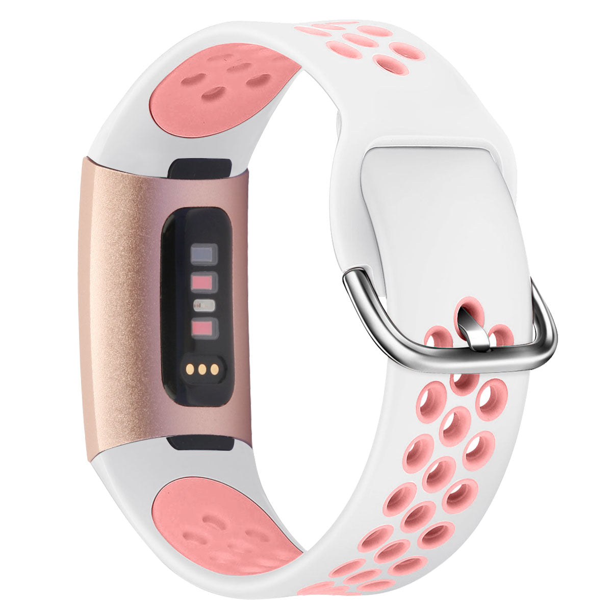 For Fitbit Charge 3 / 4 Smart Watch Band Soft Silicone Replacement Strap - S / White+Black